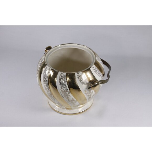 Vintage Sadler transferware gold and cream cookie jar AS-IS, English biscuit - Picture 4 of 10